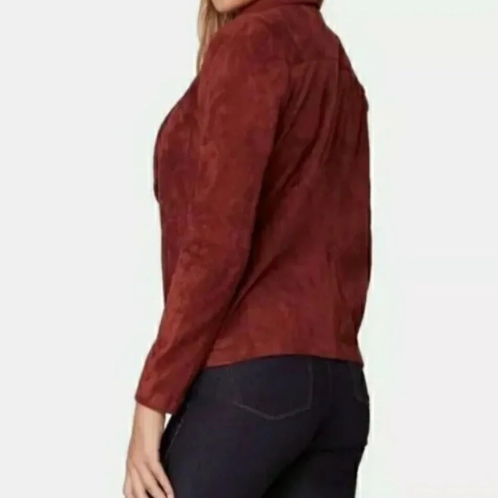 BB Dakota‎ Faux Suede Drape Jacket Med (No Tag) Cherrywood Chic Western Boho EUC - Picture 2 of 10